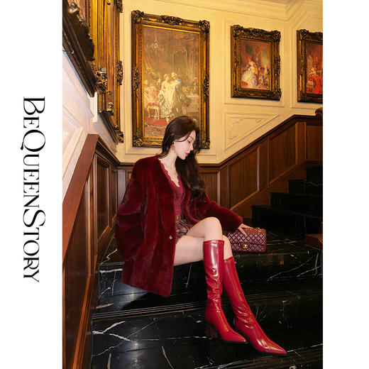 余潇潇【红酒玛丽莲】重工100水貂毛高级感时髦V领皮草外套红人上新 商品图2