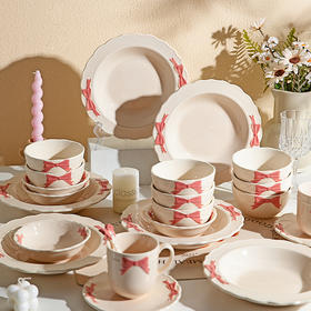 摩登主妇蝴蝶结碗具家用2024新款高颜值陶瓷盘子餐具草帽盘酸奶碗