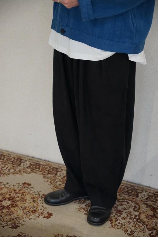 Mittan多色棉麻褶皱提花阔腿裤 商品图5