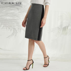 VIVIAN LIU薇薇安刘R2414001梅春女装新款拼接高级气质通勤半裙