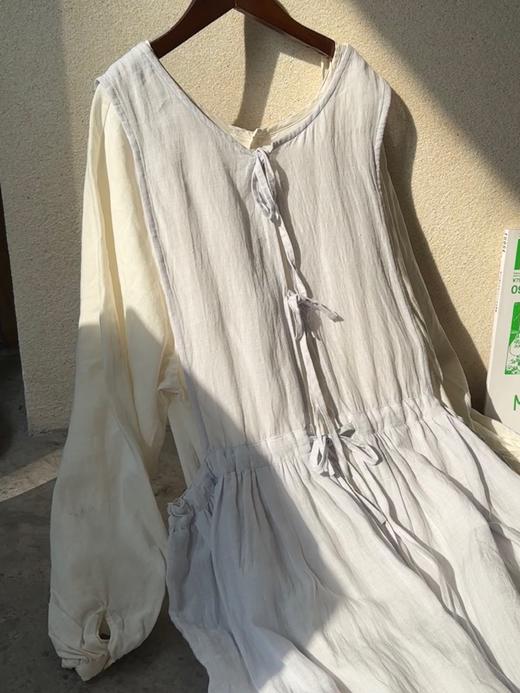 Gauze亚麻绑带罩裙 商品图7