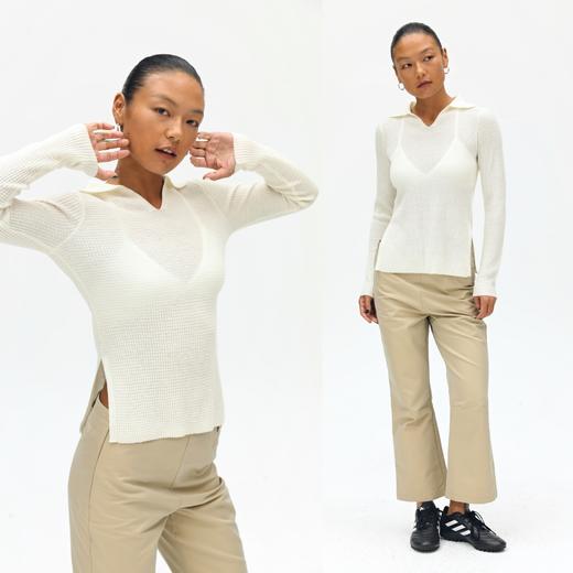 oneup翻领肌理长袖针织衫 商品图2