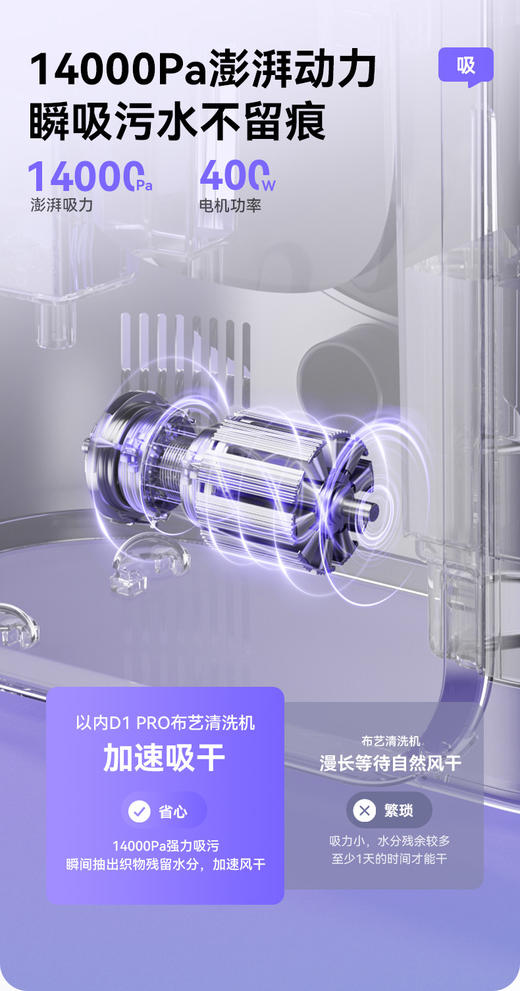 🔥【INXNI以内七合一体多功能布艺清洁机D1 Pro】 🌿14000pa大吸力，高温蒸汽清洁，🌸除菌率99.9%，除螨率100% 🌿搭配7种刷头(布艺刷/熨烫刷/窗刷等)，💕 商品图2