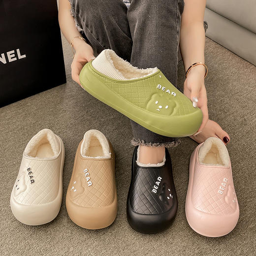 【时尚与轻盈，不一样的棉拖鞋】秋冬季保暖防水棉情侣拖鞋，甄选防水鞋面防水锁温，清洗便捷月子室内家居厚底防滑毛毛绒棉鞋外穿QQ 商品图0