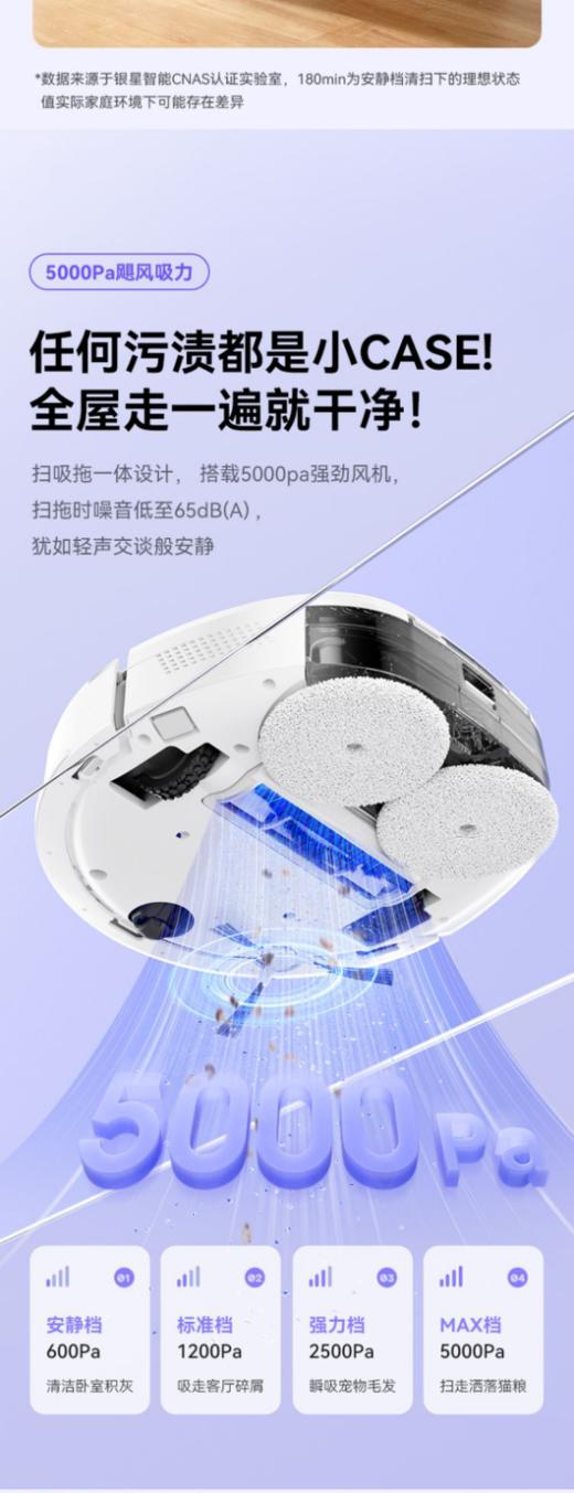 💥【INXNI以内全自动家用清洁扫吸拖一体扫地机器人U1 Pro 热水版】 🌸扫吸拖一体，⭕️双盘加压拖地，🌿LDS激光导航 🌸4930mAh锂电池，5000Pa超强吸力💕 商品图2