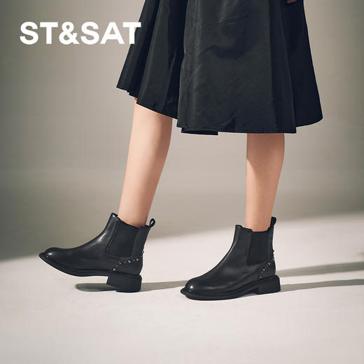 【绒里可选】星期六个性铆钉舒适切尔西短靴SSC4116392/SSC4118392 商品图2