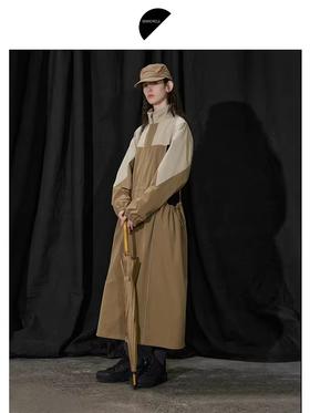 半圆/D24303456/三拼色长款运动风衣