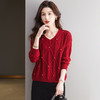 CC-27-24167红色气质毛衣好看钉珠V领打底衫女上衣潮2024新款秋冬季针织衫 商品缩略图0