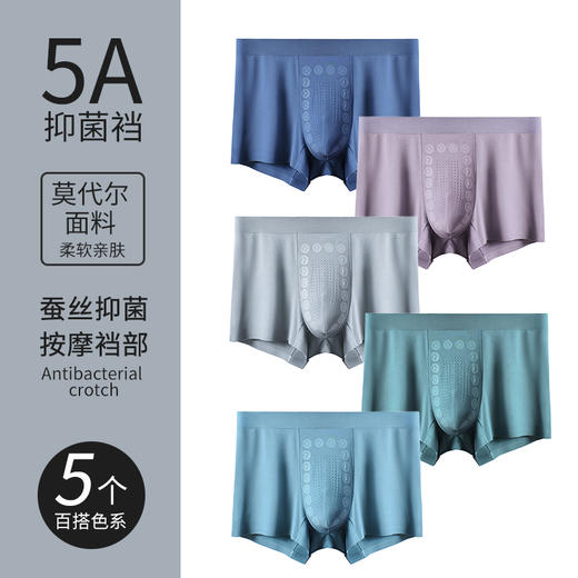 三条优惠装 秋冬男士60支莫代尔内裤 桑蚕丝底档 无痕平角裤 亲肤舒适四角裤 商品图5