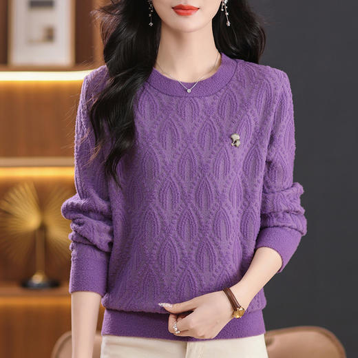 CC-5-9123秋冬季低领厚毛衣女士短款小个子上衣宽松遮肚洋气针织打底衫 商品图2