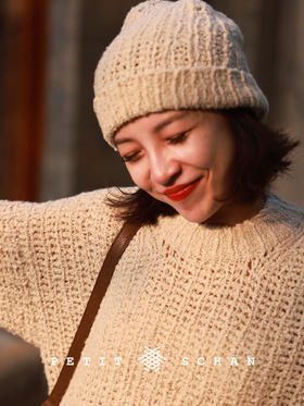 白馥美 羊绒手纺纱手工编织冷帽堆堆帽