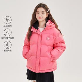 笛莎Deesha青少年女童羽绒服2024冬季新款复古学院风短款休闲面包羽绒服