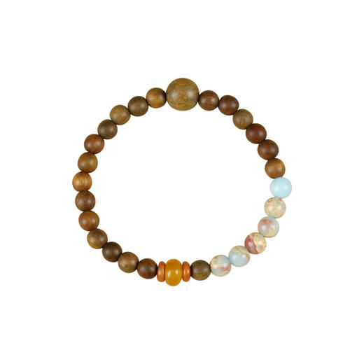 「小众设计！青黛手串」寿山石绿檀木手串 女单圈隔片带配饰串珠手链文玩手链女款时尚饰品 商品图4