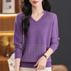 CC-5-9913鸡心领女士秋冬季新款百搭长袖厚毛衣宽松打底针织衫提花上衣洋气 商品缩略图0
