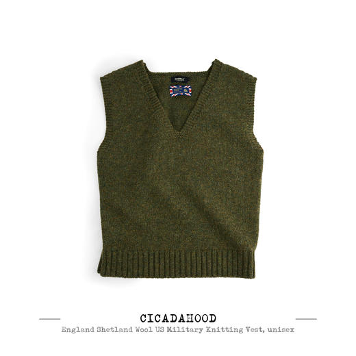 Cicadahood英国进口设得兰羊毛美式军事风V领套头背心 无性别 商品图2