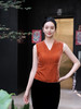 盛唐婧| 真丝丝绒百搭坎肩美背-橘色 商品缩略图0