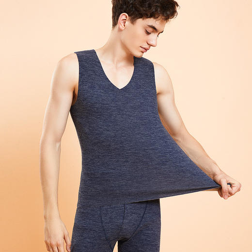 可以“养肤”的贴身保暖  蚕丝+羊毛 蓄暖养肤 双重呵护  让肌肤每一寸都在呼吸 比加厚更轻盈 比薄款更温暖 秋冬羊绒蚕丝保暖背心新款女修身圆领打底衫上衣男士无袖马甲坎肩 商品图3