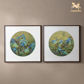 铜师傅 手工錾刻 铜雕画《千里江山 圆形》客厅背景墙装饰挂画