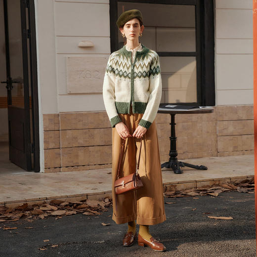 OLrain欧芮儿法式森系毛衣女冬季2024年新款慵懒复古双开拉链开衫 商品图3