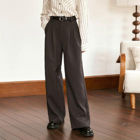 OLrain欧芮儿咖色休闲裤女冬季2024年新款百搭显瘦高级感阔腿裤