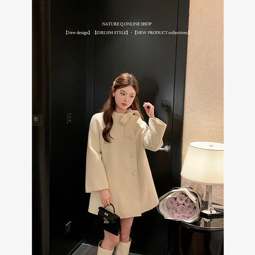 西遇中长款法式斗篷大衣女冬季新款富家千金风暖和毛呢上衣SS141268 商品图4