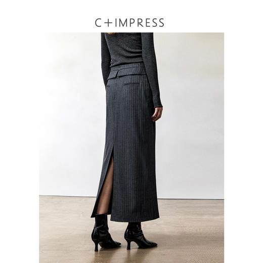 C+IMPRESS/西嘉澳洲初剪羊毛 高智淡人风半身裙垂感直筒裙女 商品图2