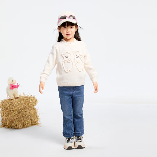 女童保暖中领毛衣趣味绣花冬季新款安奈儿童装实体店同款XG444590 商品图5