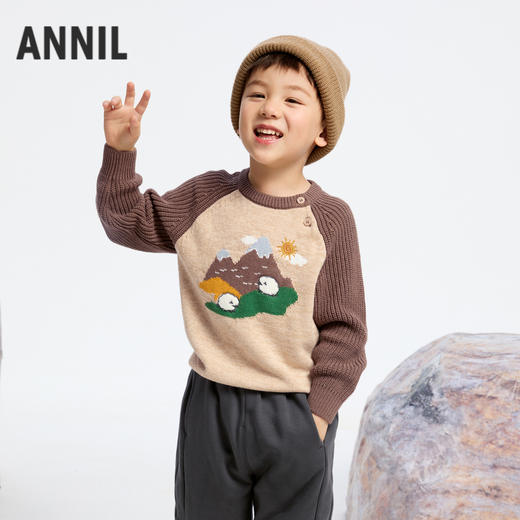 男童插肩袖萌趣毛衣冬季新款安奈儿童装实体店同款XB444639 商品图0