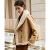 OLrain欧芮儿卡其色皮草外套女冬季2024新款休闲翻领加厚保暖上衣 商品缩略图1
