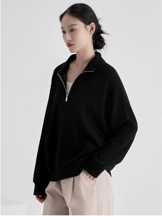 weyo秋冬女羊毛暖绒小立领半拉链卫衣880049 商品图3