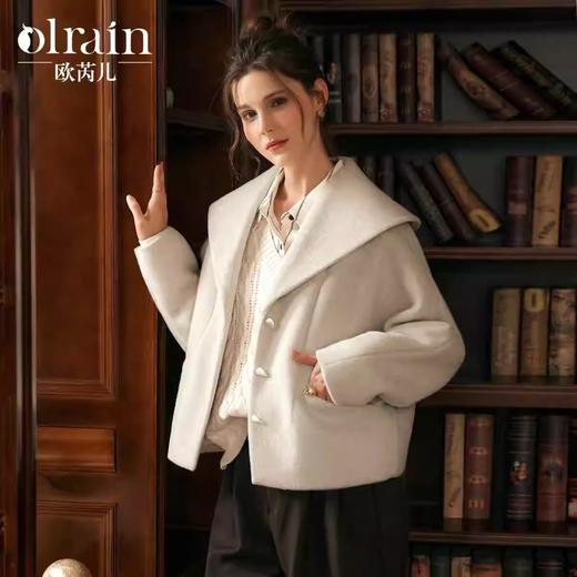 OLrain欧芮儿燕麦色毛呢外套女冬季2024年新款设计感百搭休闲上衣 商品图0