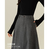 百媚生 醋酸羊毛时尚法式高腰显瘦灰色长款A字伞裙半身裙64683 商品缩略图2