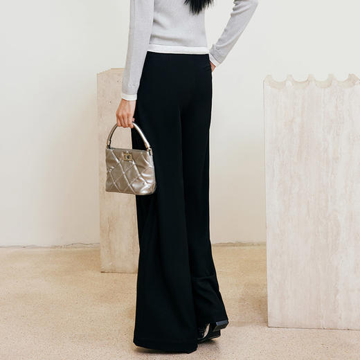 玳莎通勤OL阔腿裤女秋冬新款职业系带设计宽松显瘦西装裤  ED36303 商品图3