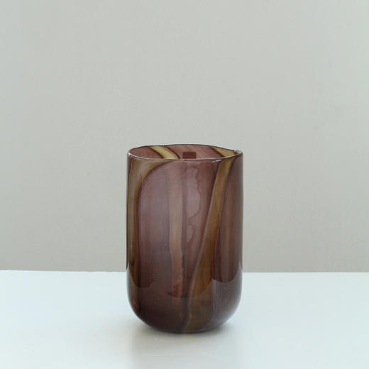 现代简约大口直筒竖条纹深咖吹制花瓶水培干花蝴蝶兰插花桌面装饰 商品图7