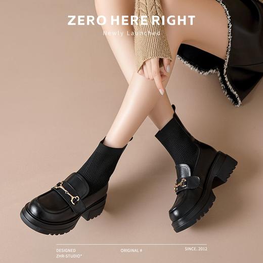 ZHR则则厚底增高袜靴乐福鞋轻便女鞋2024冬季新款ins百搭短靴 商品图7