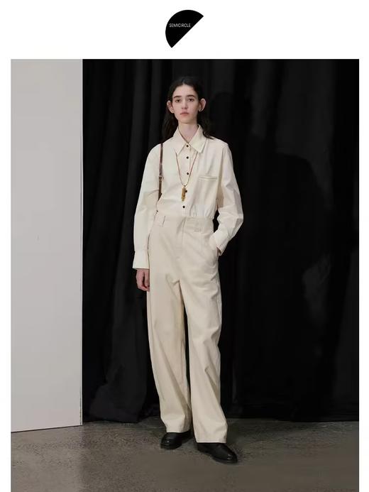 半圆/D24310334/简约通勤宽松米色衬衫 商品图1