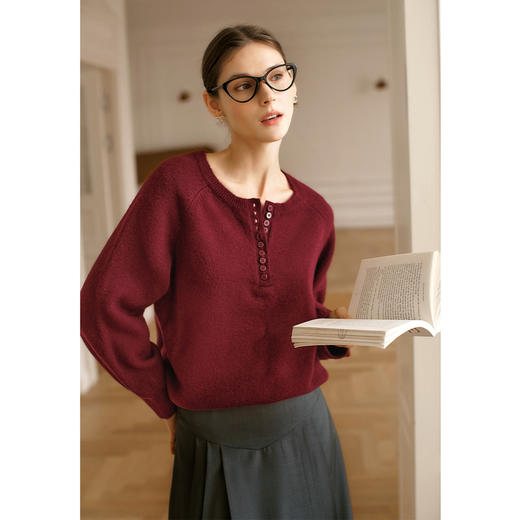 OLrain欧芮儿法式宽松毛衣女冬季2024年新款慵懒通勤风毛织套头衫 商品图2