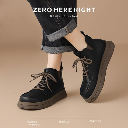 ZHR则则马丁靴女2024新款秋冬厚底英伦短靴子圆头平底百搭ins女靴 商品图8