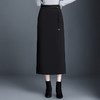 MYX-JY-9985-L简约长款通勤时尚直筒裙2024年冬款高腰开叉一步裙显瘦洋气半身裙 商品缩略图0