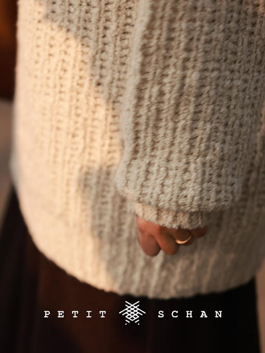 PETIT SCHAN小闪 CLO#627 Whiting 大白 羊绒手纺纱手工编织大毛衣 商品图3