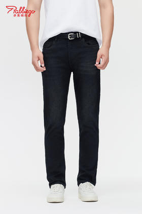 赤兔嗨购男装宽松直筒弹力不束缚牛仔裤2024年秋冬新款水洗黑色蓝色长裤宽腿