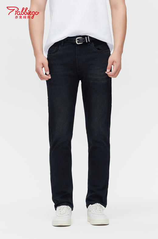 赤兔嗨购男装宽松直筒弹力不束缚牛仔裤2024年秋冬新款水洗黑色蓝色长裤宽腿 商品图0