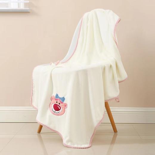 【草莓熊加厚套巾，柔软珊瑚绒】可爱草莓熊浴巾毛巾两件套 吸水柔软亲肤珊瑚绒浴巾 大尺寸成人浴巾-QQ 商品图2