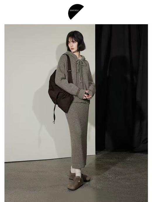 半圆/D24310399/慵懒文艺彩纱羊毛混纺针织开衫 商品图1