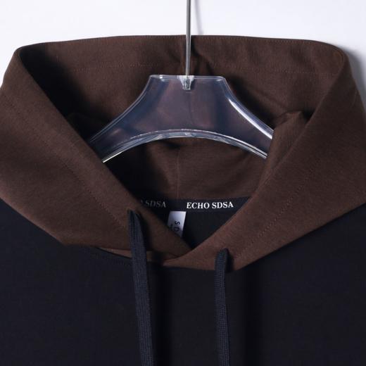 WY452秋冬新款男士拼色美式街头韩版抽身款时尚长袖连帽套头宽松卫衣 商品图3