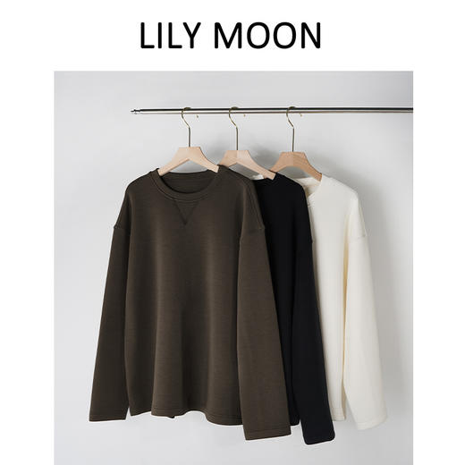 【马油套装】LILYMOON 卫衣卫裤 圆领宽松港简约纯色百搭秋冬慵懒感 商品图0
