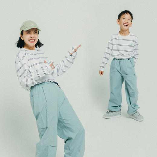 【品牌直发】ACMEITEM爱棵米 户外亲子磨毛条纹长袖T恤宽松圆领运动上衣男女GAF3340078E 商品图1