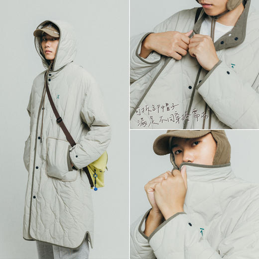 【十一破价福利】ACMEITEM爱棵米 户外防泼水长款棉服可拆卸连帽宽松秋冬外套男女GAF3070333G 商品图3