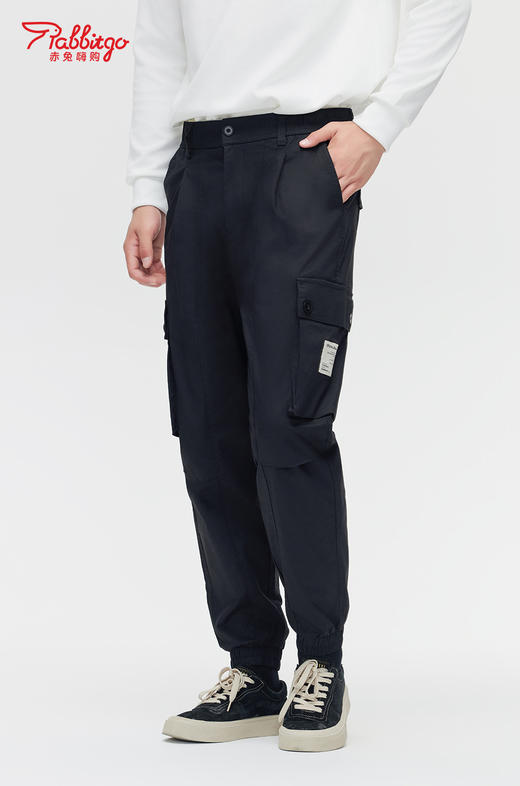 赤兔嗨购2024年新款日系多口袋直筒束脚休闲裤工装裤男士宽松大码美式束脚运动休闲裤子 商品图0