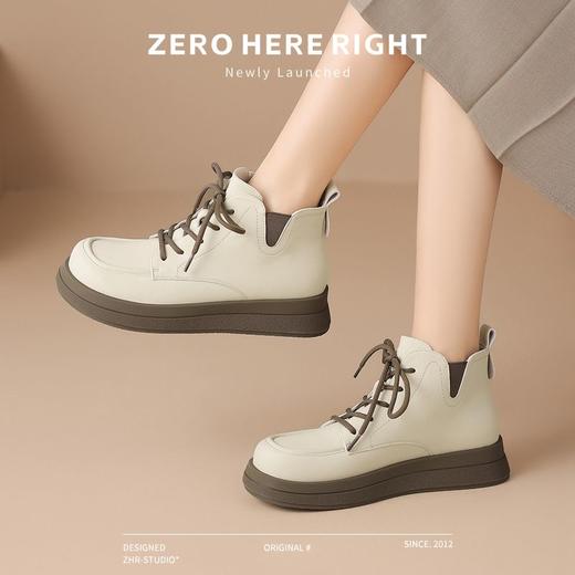ZHR则则马丁靴女2024新款秋冬厚底英伦短靴子圆头平底百搭ins女靴 商品图4